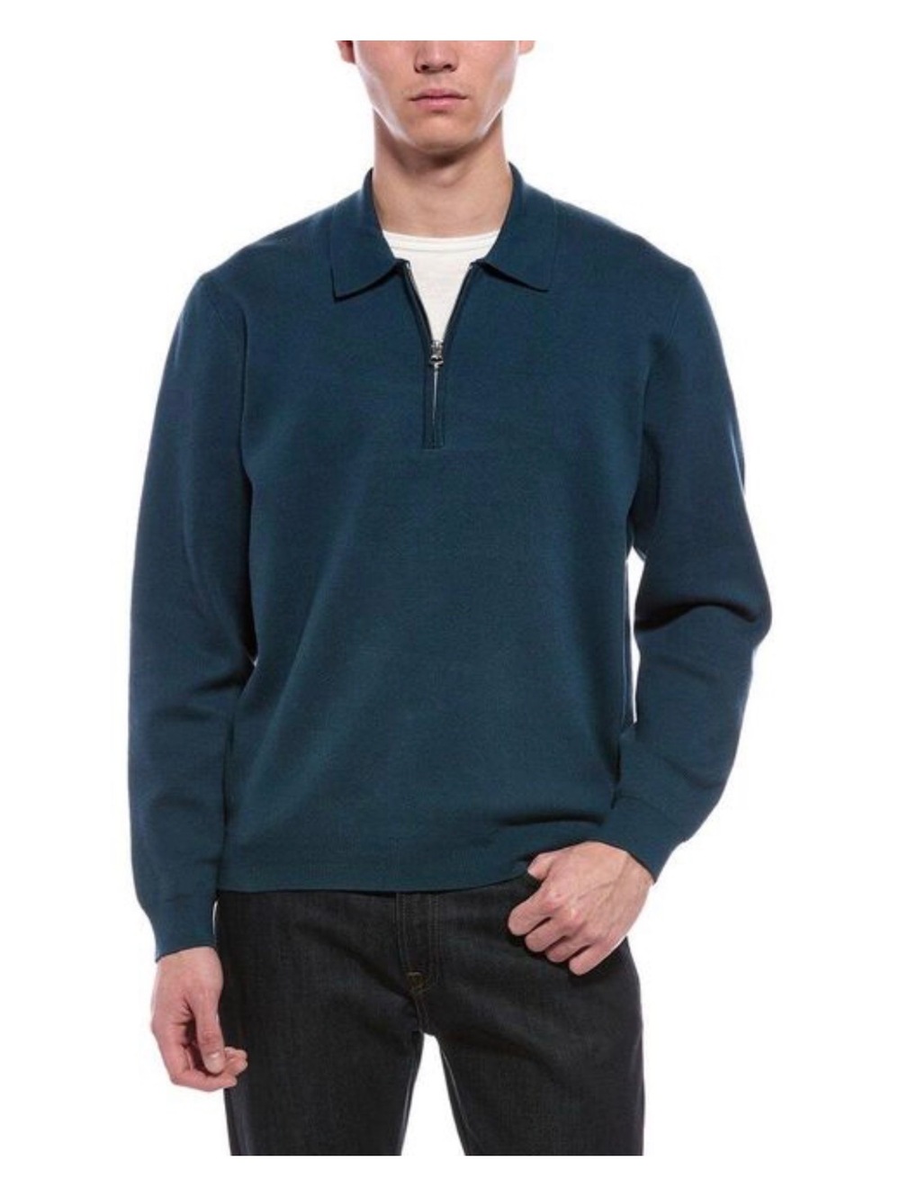 NWT Rag & Bone Lewis Quarter Zip Polo Sweater Dark Teal XL